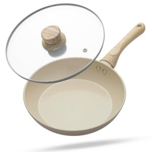 Lifelong Forged Fry Pan 24cm with Glass Lid | 1.8Ltr, 1.9kg Pan | Ceramic Coated | Gas Stove and Induction Friendly.