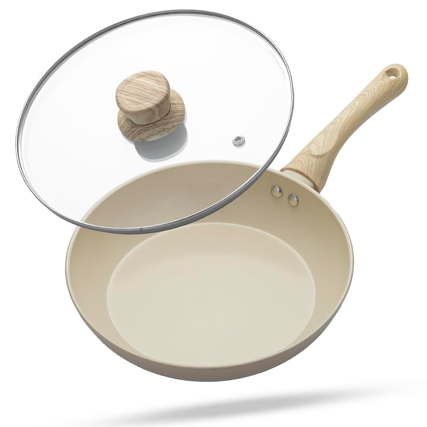 Lifelong Forged Fry Pan 24cm with Glass Lid | 1.8Ltr, 1.9kg Pan | Ceramic Coated | Gas Stove and Induction Friendly.