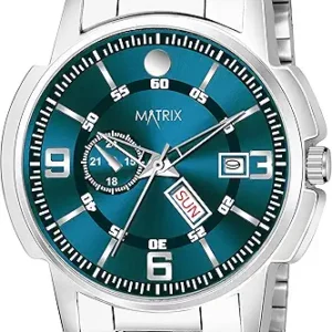 Black, Blue, White Dial, Day & Date Functioning, Stainless Steel Strap Analog Watch for Men & Women